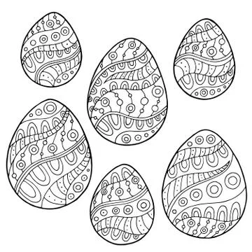 Pattern Easter egg graphic black white doodle illustration vector Stock Illustration