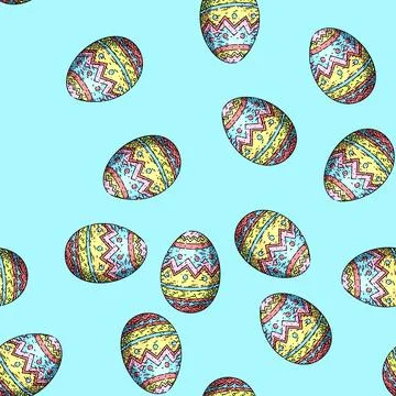 Pattern easter egg sketch hand drawn Stock Illustration