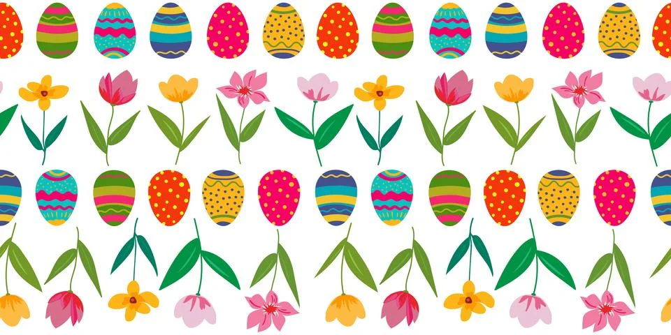 Pattern easter eggs and flowers Illustrazione stock