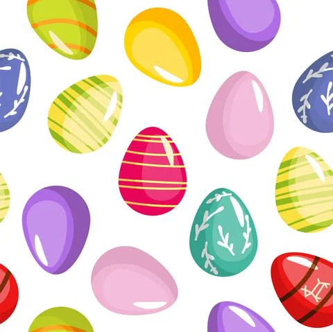 Pattern Easter eggs set, Easter holiday, colored eggs. Vector Stock Illustration