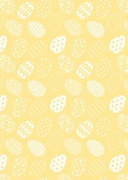 Pattern with easter eggs. White line pattern on yellow イラスト素材