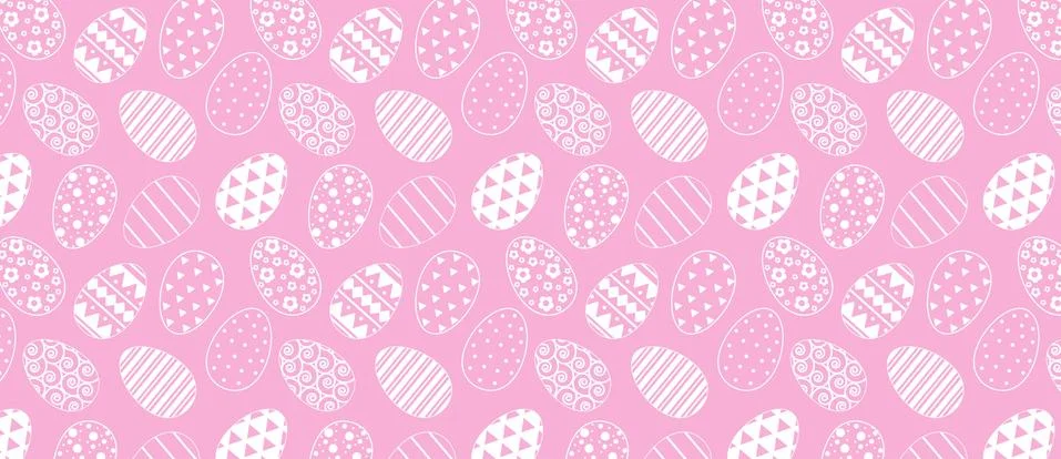 Pattern with easter eggs. White line pattern on pink イラスト素材