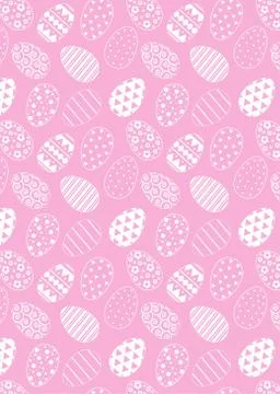 Pattern with easter eggs. White line pattern on pink イラスト素材