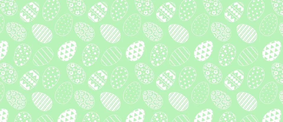 Pattern with easter eggs. White line pattern on green Stock Illustration