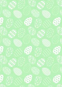 Pattern with easter eggs. White line pattern on green Stock Illustration