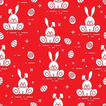 Pattern with Easter rabbits, decorated eggs. Illustrazione stock