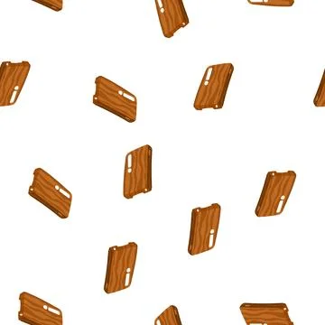 Pattern eco phone case wooden cartoon vector Stock Illustration