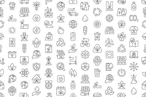 Pattern with Ecology icons Stock Illustration