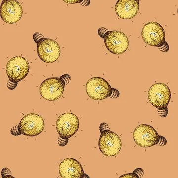 Pattern edison bulb sketch hand drawn Stock Illustration