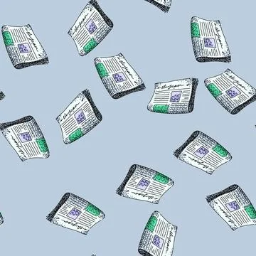 Pattern editorials newspaper sketch hand drawn イラスト素材