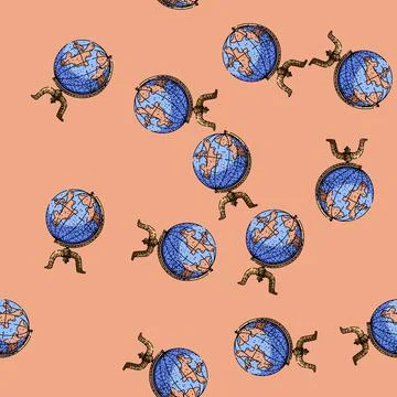 Pattern Education global map globe earth illustration Stockillustratie