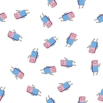 Pattern education stationery character cartoon vector Stock Illustration