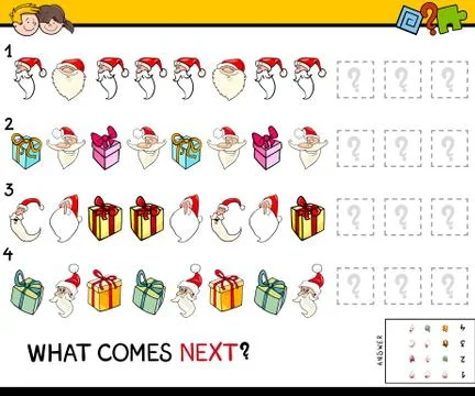 Pattern educational game with Christmas characters Stockillustratie
