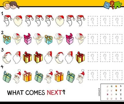Pattern educational game with Christmas characters Cartoon Illustration of... Stockfoto's