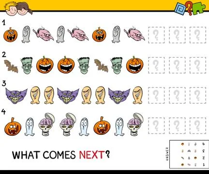 Pattern educational game with Halloween characters 스톡 일러스트