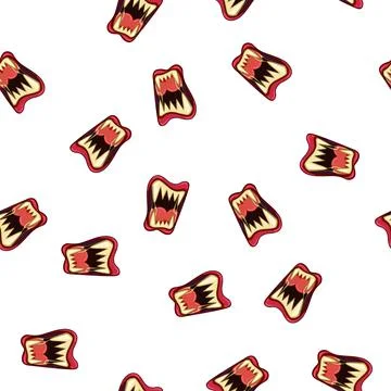 Pattern eerie horror mouth cartoon vector Stock Illustration