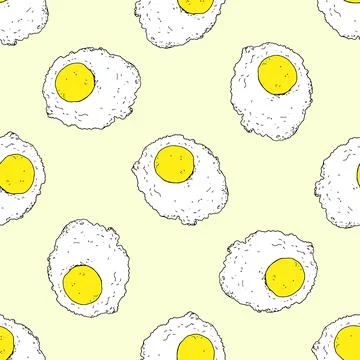 The pattern of the egg. seamless fried egg pattern top view. Fried eggs in Stock Illustration