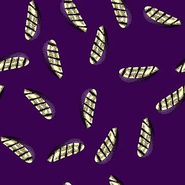 Pattern eggplant grilled vegetables sketch hand drawn Stock Illustration