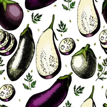 Pattern with eggplants. Stock Illustration