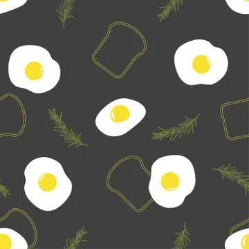 Pattern with eggs and toast Stock Illustration