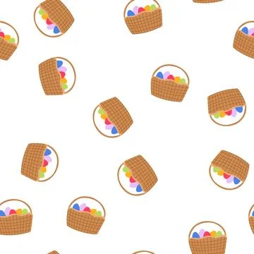 Pattern eggs basket easter cartoon vector イラスト素材