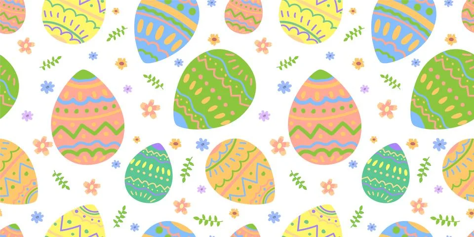 Pattern eggs easter white background Stock Illustration
