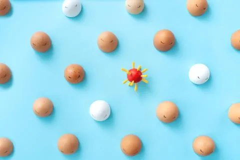 Pattern of eggs with virus Stock Photos