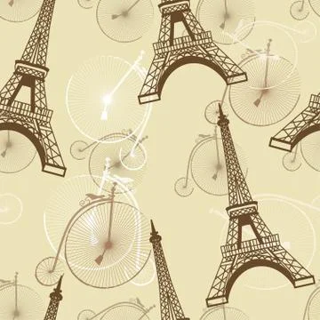 Pattern with the Eiffel Tower and bicycles Illustrazione stock