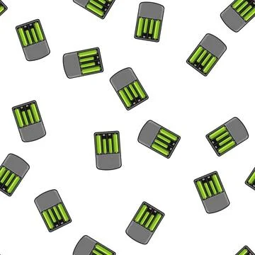 Pattern electric aa battery charger cartoon vector Illustrazione stock