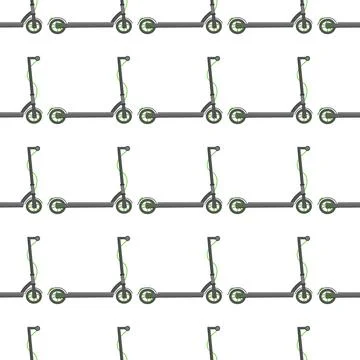 Pattern of electric scooter on white background Stock Illustration