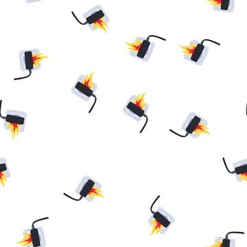 Pattern electrical short circuit fire cartoon vector Stock Illustration