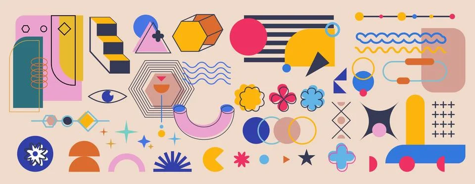 Pattern element design. Abstract geometric forms. Graphic line shapes. Modern Stock Illustration