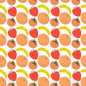 Pattern with element fruits. Seamless pattern fruit flat design Stock Illustration