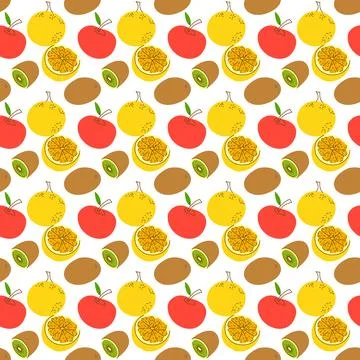Pattern with element fruits . seamless pattern with orange and kiwi . vector  Illustrazione stock