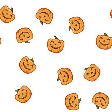 Pattern element pumpkin halloween character cartoon vector Stock Illustration