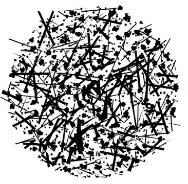Pattern / element with random, scattered shapes. Rough texture. Abstract mono Stock Illustration