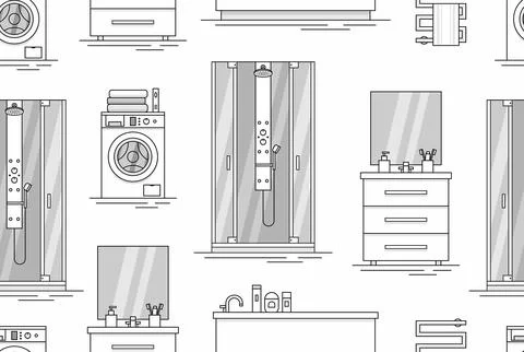 Pattern with Elements for bathroom interior Illustrazione stock