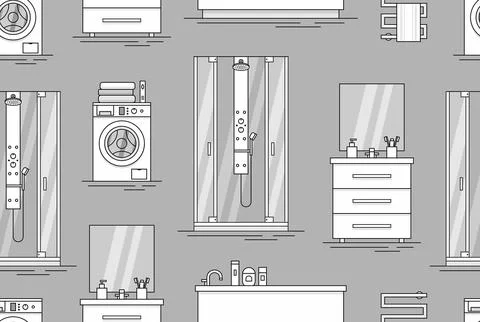 Pattern with Elements for bathroom interior Illustrazione stock