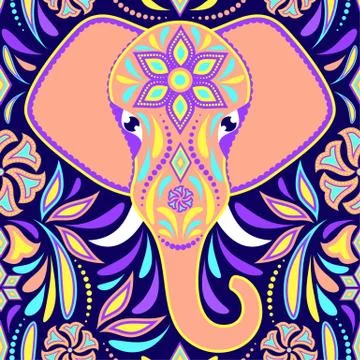 Pattern with elephant Stock Illustration