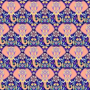Pattern with elephant Stock Illustration