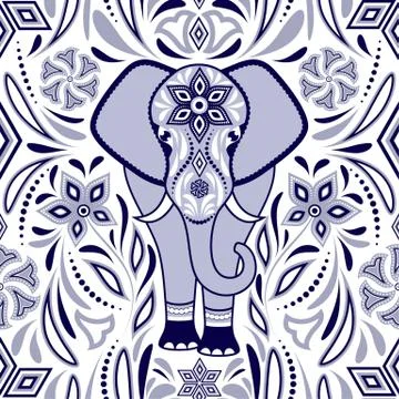 Pattern with elephant Stock Illustration