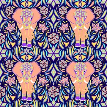 Pattern with elephant Stock Illustration
