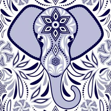 Pattern with elephant Stock Illustration