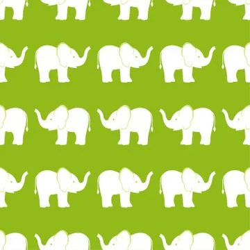 Pattern with elephants on olive background Stock Illustration