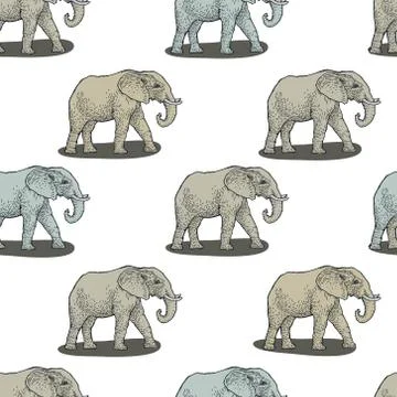 Pattern of elephants. Vector Background Stock Illustration