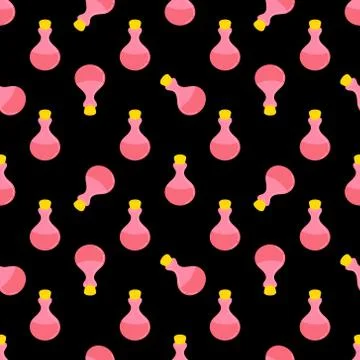 Pattern with elixir. Magic potion and bottles Stock Illustration