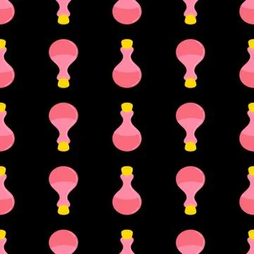 Pattern with elixir.vessels and bottles Stock Illustration