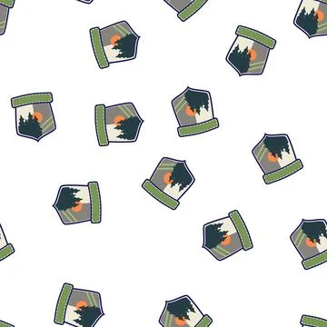 Pattern emblem retro forest badge cartoon vector 스톡 일러스트