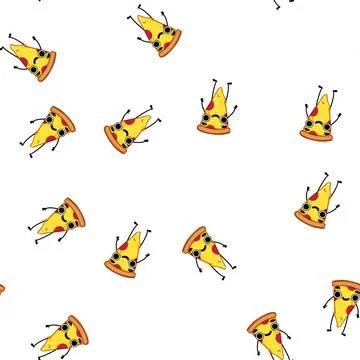 Pattern emoji pizza slice character cartoon vector Stock-Illustration