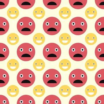 A pattern of emoticons on a yellow background for use in packaging design Stock Illustration